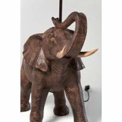 Kare Design Lampes à Poser Lampe éléphant En Polyrésine Marron Et Abat-jour En Lin -Luminaires Soldes 2022 lampe elephant en polyresine marron et abat jour en lin 2