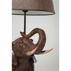 Kare Design Lampes à Poser Lampe éléphant En Polyrésine Marron Et Abat-jour En Lin -Luminaires Soldes 2022 lampe elephant en polyresine marron et abat jour en lin 3