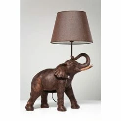 Kare Design Lampes à Poser Lampe éléphant En Polyrésine Marron Et Abat-jour En Lin -Luminaires Soldes 2022 lampe elephant en polyresine marron et abat jour en lin 4
