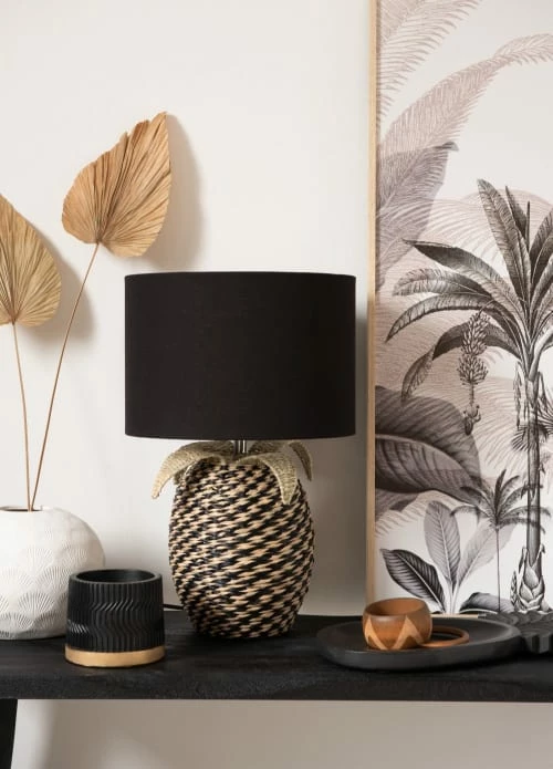 Maisons Du Monde Lampes à Poser Lampe En Bambou Tressé Et Abat-jour En Fibre Végétale Noire 5 Maisons Du Monde Lampes à Poser Lampe En Bambou Tressé Et Abat-jour En Fibre Végétale Noire – Image 3