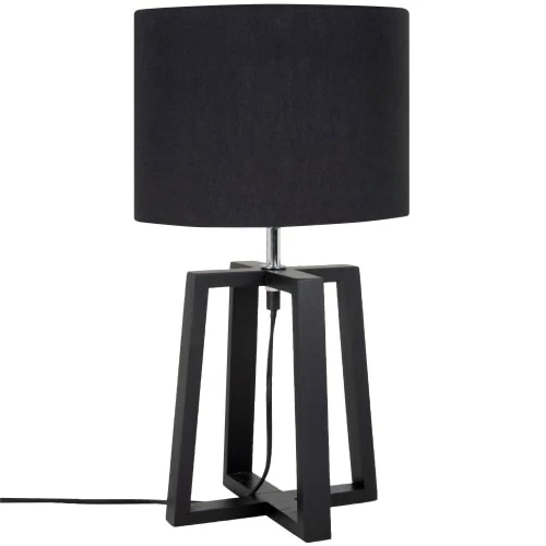 Maisons Du Monde Lampes à Poser Lampe En Bois D'hévéa Et Abat-jour En Coton Noir 3 Maisons Du Monde Lampes à Poser Lampe En Bois D'hévéa Et Abat-jour En Coton Noir