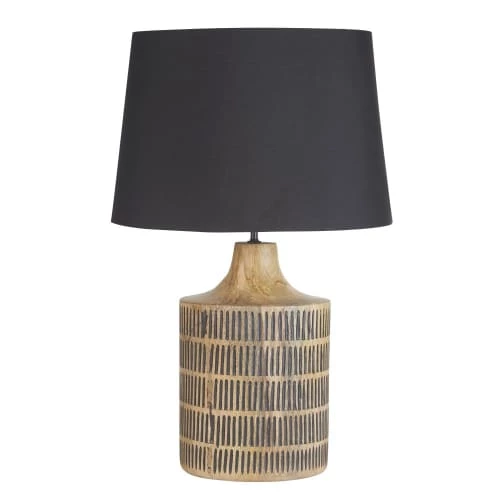 Maisons Du Monde Lampes à Poser Lampe En Bois De Manguier Gravé Et Abat-jour En Coton Noir H75 3 Maisons Du Monde Lampes à Poser Lampe En Bois De Manguier Gravé Et Abat-jour En Coton Noir H75