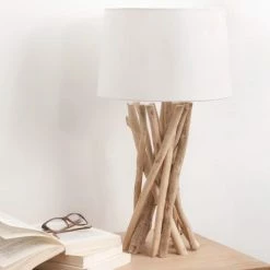 Maisons Du Monde Lampes à Poser Lampe En Bois Flotté Et Abat-jour En Coton H 55 Cm -Luminaires Soldes 2022 lampe en bois flotte et abat jour en coton h 55 cm 1000 16 0 138498 4