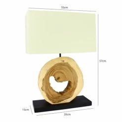 Now’s Home Lampes à Poser Lampe En Bois Naturel Avec Abat-jour Ivoire H57cm -Luminaires Soldes 2022 lampe en bois naturel avec abat jour ivoire h57cm 3