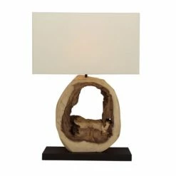 Now’s Home Lampes à Poser Lampe En Bois Naturel Avec Abat-jour Ivoire H57cm -Luminaires Soldes 2022 lampe en bois naturel avec abat jour ivoire h57cm 5