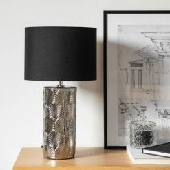 Maisons Du Monde Lampes à Poser Lampe En Céramique Argentée Et Abat-jour En Coton Noir -Luminaires Soldes 2022 lampe en ceramique argentee et abat jour en coton noir 1000 11 39 225006 2
