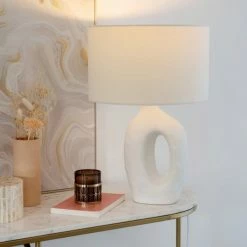 Maisons Du Monde Lampes à Poser Lampe En Céramique Blanche Et Abat-jour En Coton -Luminaires Soldes 2022 lampe en ceramique blanche et abat jour en coton 1000 15 10 227560 4