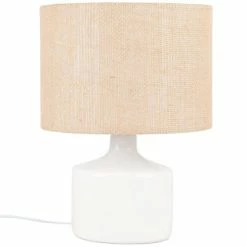 Maisons Du Monde Lampes à Poser Lampe En Céramique Blanche Et Abat-jour En Jute