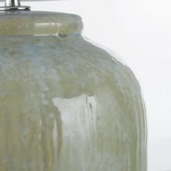 Nouvelles versions -Luminaires Soldes 2022 lampe en ceramique bleue abat jour en lin blanc 1000 8 37 209465 2