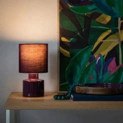 Maisons Du Monde Lampes à Poser Lampe En Céramique Et Abat-jour En Coton Violet Aubergine - Lot De 2 -Luminaires Soldes 2022 lampe en ceramique et abat jour en coton violet aubergine 1000 16 1 223328 3