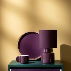 Maisons Du Monde Lampes à Poser Lampe En Céramique Et Abat-jour En Coton Violet Aubergine - Lot De 2 -Luminaires Soldes 2022 lampe en ceramique et abat jour en coton violet aubergine 1000 16 1 223328 4