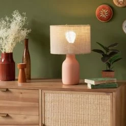 Maisons Du Monde Lampes à Poser Lampe En Céramique Rose Et Abat-jour En Raphia Beige -Luminaires Soldes 2022 lampe en ceramique rose et abat jour en raphia beige 1000 8 8 227927 3