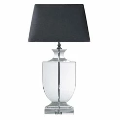 Maisons Du Monde Lampes à Poser Lampe En Cristal Et Abat-jour En Coton Noire H 65 Cm