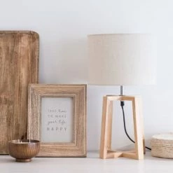 Maisons Du Monde Lampes à Poser Lampe En Hévéa Avec Abat-jour Coloris Gris Clair -Luminaires Soldes 2022 lampe en hevea avec abat jour coloris gris clair 1000 7 1 206149 3