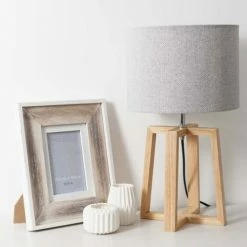 Maisons Du Monde Lampes à Poser Lampe En Hévéa Avec Abat-jour Gris -Luminaires Soldes 2022 lampe en hevea avec abat jour gris 1000 5 30 151730 3