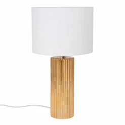 Maisons Du Monde Lampes à Poser Lampe En Métal Doré Et Abat-jour En Lin Blanc