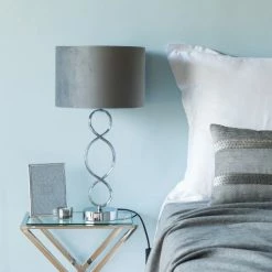 Maisons Du Monde Lampes à Poser Lampe En Métal Et Abat-jour En Velours Gris -Luminaires Soldes 2022 lampe en metal et abat jour en velours gris 1000 3 33 195316 3