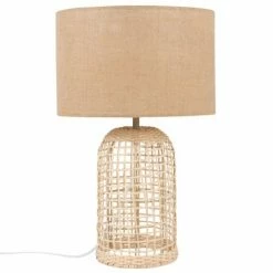 Maisons Du Monde Lampes à Poser Lampe En Rotin Tressé Et Abat-jour En Lin Beige