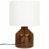 Maisons Du Monde Lampes à Poser Lampe En Verre Marron Et Abat-jour Blanc -Luminaires Soldes 2022 lampe en verre marron et abat jour blanc 1000 7 16 228181 1
