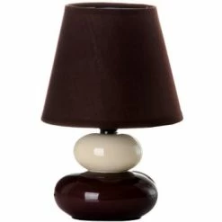 Unimasa Lampes à Poser Lampe Galet Céramique Marron Et Crème -Luminaires Soldes 2022 lampe galet ceramique marron et creme 2
