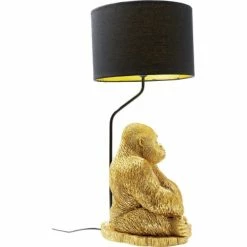 Kare Design Lampes à Poser Lampe Gorille En Polyrésine Dorée Et Abat-jour Noir -Luminaires Soldes 2022 lampe gorille en polyresine doree et abat jour noir 4