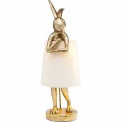 Kare Design Lampes à Poser Lampe Lapin En Polyrésine Dorée Et Abat-jour En Lin Beige H68 -Luminaires Soldes 2022 lampe lapin en polyresine doree et abat jour en lin beige h68 3