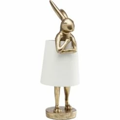 Kare Design Lampes à Poser Lampe Lapin En Polyrésine Dorée Et Abat-jour En Lin Beige H68 -Luminaires Soldes 2022 lampe lapin en polyresine doree et abat jour en lin beige h68 4