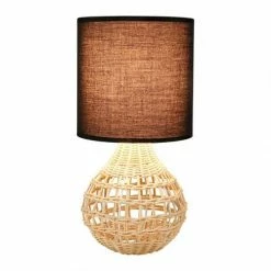 Decoratie Lampes à Poser Lampe Rotin Fine Abat-jour Noir -Luminaires Soldes 2022 lampe rotin fine abat jour noir 3