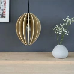 Gone's Suspensions Lampe Suspension Bois Et Béton Chêne Naturel Cordon Noir -Luminaires Soldes 2022 lampe suspension bois et beton chene naturel cordon noir 1