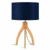 Good & Mojo Lampes à Poser Lampe Tripode Bambou Et Lin Naturel Bleu H54cm -Luminaires Soldes 2022 lampe tripode bambou et lin naturel bleu h54cm