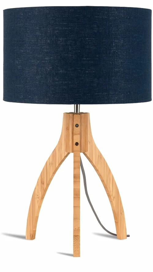 Good & Mojo Lampes à Poser Lampe Tripode Bambou Et Lin Naturel Bleu H54cm 7 Good & Mojo Lampes à Poser Lampe Tripode Bambou Et Lin Naturel Bleu H54cm – Image 5