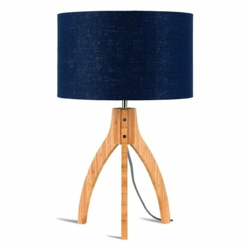 Good & Mojo Lampes à Poser Lampe Tripode Bambou Et Lin Naturel Bleu H54cm 3 Good & Mojo Lampes à Poser Lampe Tripode Bambou Et Lin Naturel Bleu H54cm