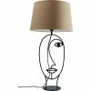 Kare Design Lampes à Poser Lampe Visage En Acier Et Abat-jour En Coton Marron -Luminaires Soldes 2022 lampe visage en acier et abat jour en coton marron