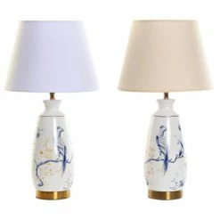 Wadiga Lampes à Poser Lampes En Grès Bleu Et Blanc Oiseaux 29x29x55cm - Lot De 2