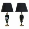 Wadiga Lampes à Poser Lampes En Grès Noir Et Doré Fleurs 28x28x50cm - Lot De 2 -Luminaires Soldes 2022 lampes en gres noir et dore fleurs 28x28x50cm lot de 2