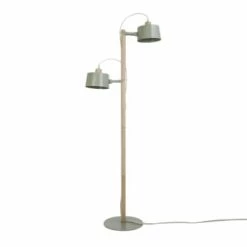 DIZY Design Lampadaires Luminaire à Poser Avec 2 Abat-jours En Chêne Et Métal Noir -Luminaires Soldes 2022 luminaire a poser avec 2 abat jours en chene et metal vert 1
