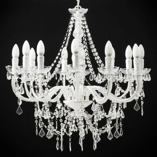 Maisons Du Monde Lustres Lustre à Pampilles En Métal Blanc D75 5 Maisons Du Monde Lustres Lustre à Pampilles En Métal Blanc D75 – Image 3