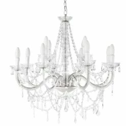 Maisons Du Monde Lustres Lustre à Pampilles En Métal Blanc Effet Vieilli D73