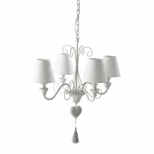 Maisons Du Monde Suspensions Enfant Lustre En Métal Blanc Effet Vieilli Et Pompon Cœur 2 Maisons Du Monde Suspensions Enfant Lustre En Métal Blanc Effet Vieilli Et Pompon Cœur