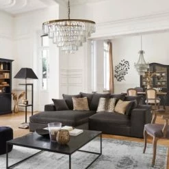 Maisons Du Monde Suspensions Lustre En Métal Doré à Pampilles En Cristal Biseauté -Luminaires Soldes 2022 lustre en metal dore a pampilles en cristal biseaute 1000 11 34 210692 3