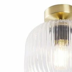 QAZQA Suspensions Plafonnier En Verre Doré/laiton -Luminaires Soldes 2022 plafonnier en verre dore laiton 9