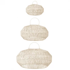 Meubles & Design Suspensions Set De 3 Abat Jour En Rotin Blanc -Luminaires Soldes 2022 set de 3 abat jour en rotin blanc 2
