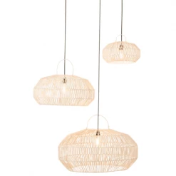 Meubles & Design Suspensions Set De 3 Abat Jour En Rotin Blanc -Luminaires Soldes 2022 set de 3 abat jour en rotin blanc 3