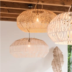 Meubles & Design Suspensions Set De 3 Abat Jour En Rotin Blanc -Luminaires Soldes 2022 set de 3 abat jour en rotin blanc 5