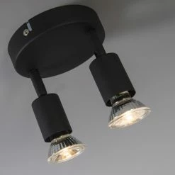 QAZQA Appliques Murales Et Spots Spot Plafond En Acier Noir -Luminaires Soldes 2022 spot plafond en acier noir 10