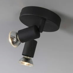 QAZQA Appliques Murales Et Spots Spot Plafond En Acier Noir -Luminaires Soldes 2022 spot plafond en acier noir 11