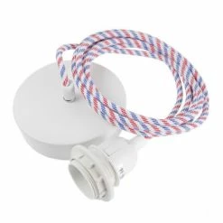 Hoopzi Suspensions Suspension 1 Fil électrique En Tissu Bleu Blanc Rouge 3m -Luminaires Soldes 2022 suspension 1 fil electrique en tissu bleu blanc rouge 3m 8