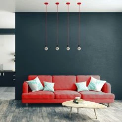 Hoopzi Suspensions Suspension 1 Fil électrique En Tissu Rouge 2,5m Douille Noire -Luminaires Soldes 2022 suspension 1 fil electrique en tissu rouge 2 5m douille noire 2