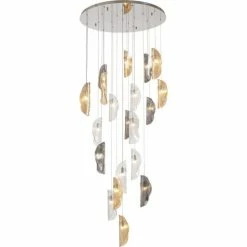 Kare Design Suspensions Suspension 21 Feuilles En Verre Et Acier -Luminaires Soldes 2022 suspension 21 feuilles en verre et acier 4