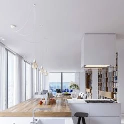 Hoopzi Suspensions Suspension 3 Fils électriques En Tissu Blanc 2,5m Douille Blanche -Luminaires Soldes 2022 suspension 3 fils electriques en tissu blanc 2 5m douille blanche 2